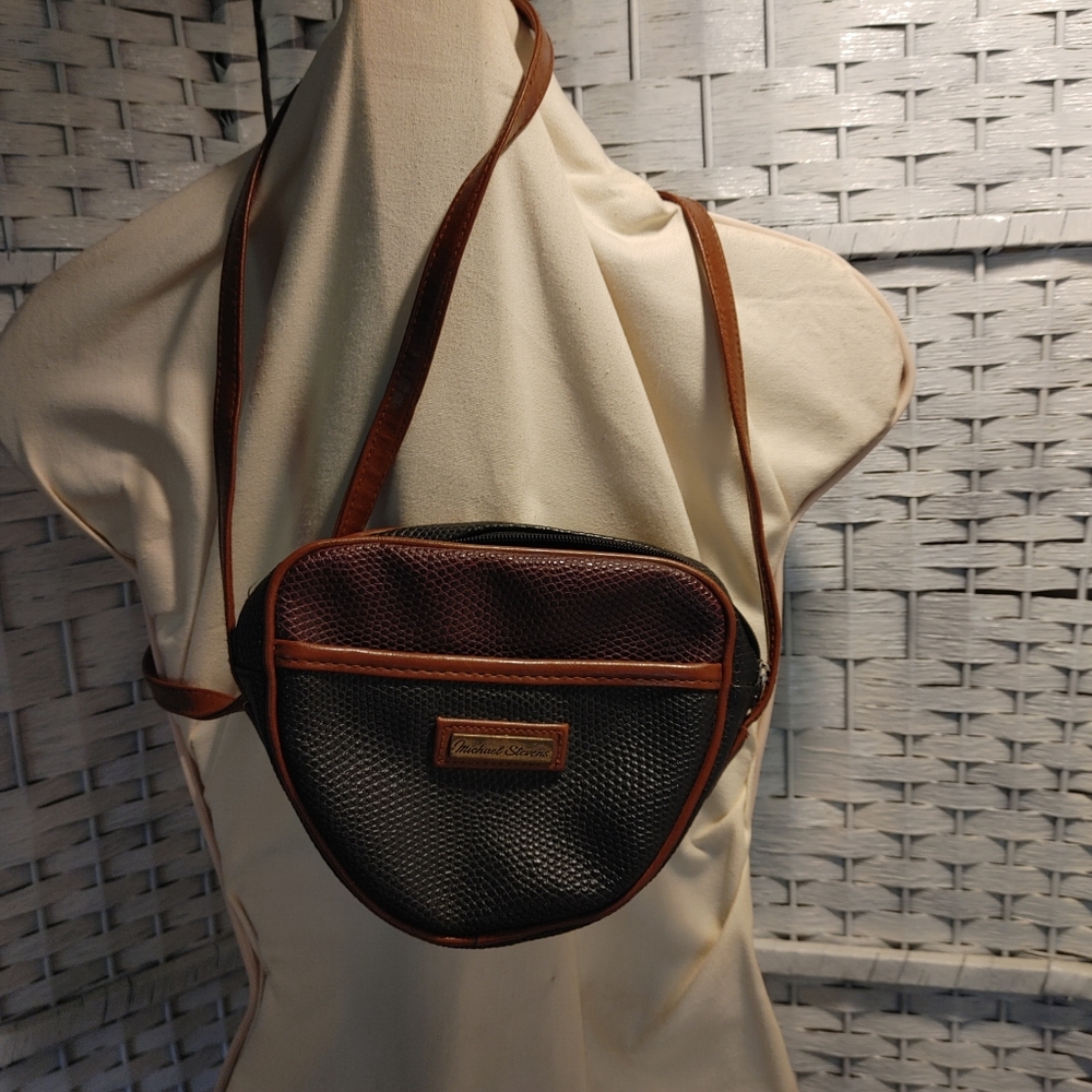 Crossbody Handbag 2 Tone Michael Stevens Small Brown Black Purse
